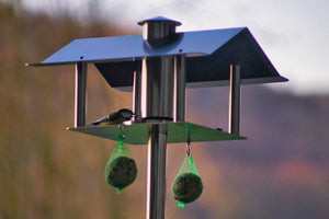 Vogelfutterhaus aus Edelstahl stehend mit Standstab - Steelbutze